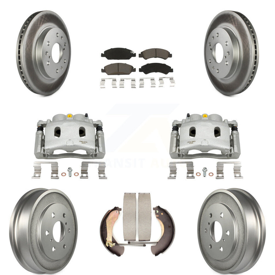 Front Rear Brake Caliper Coated Rotors Drum Ceramic Pad Kit (8Pc) For Chevrolet GMC 1500 KCG-100424C