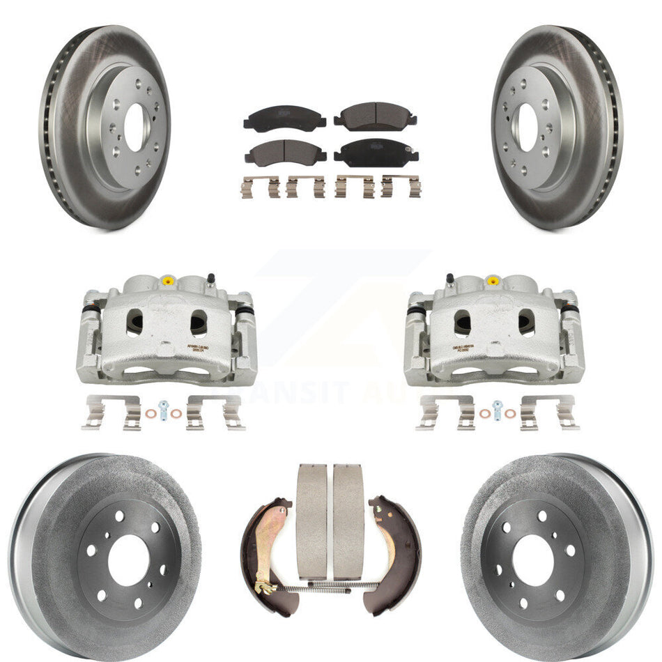 Front Rear Brake Caliper Coated Rotor Drum Ceramic Pad Kit (8Pc) For Chevrolet Silverado KCG-100424T