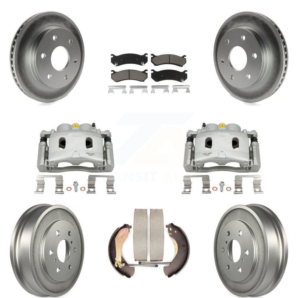 Front Rear Disc Brake Caliper Coated Rotors Drums Ceramic Pads Kit (8Pc) For KCG-100425C