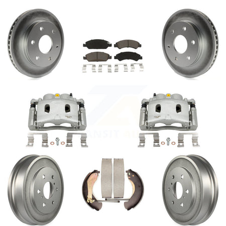 Front Rear Disc Brake Caliper Coat Rotors Drum Ceramic Pad Kit (8Pc) For GMC Sierra 1500 KCG-100426C