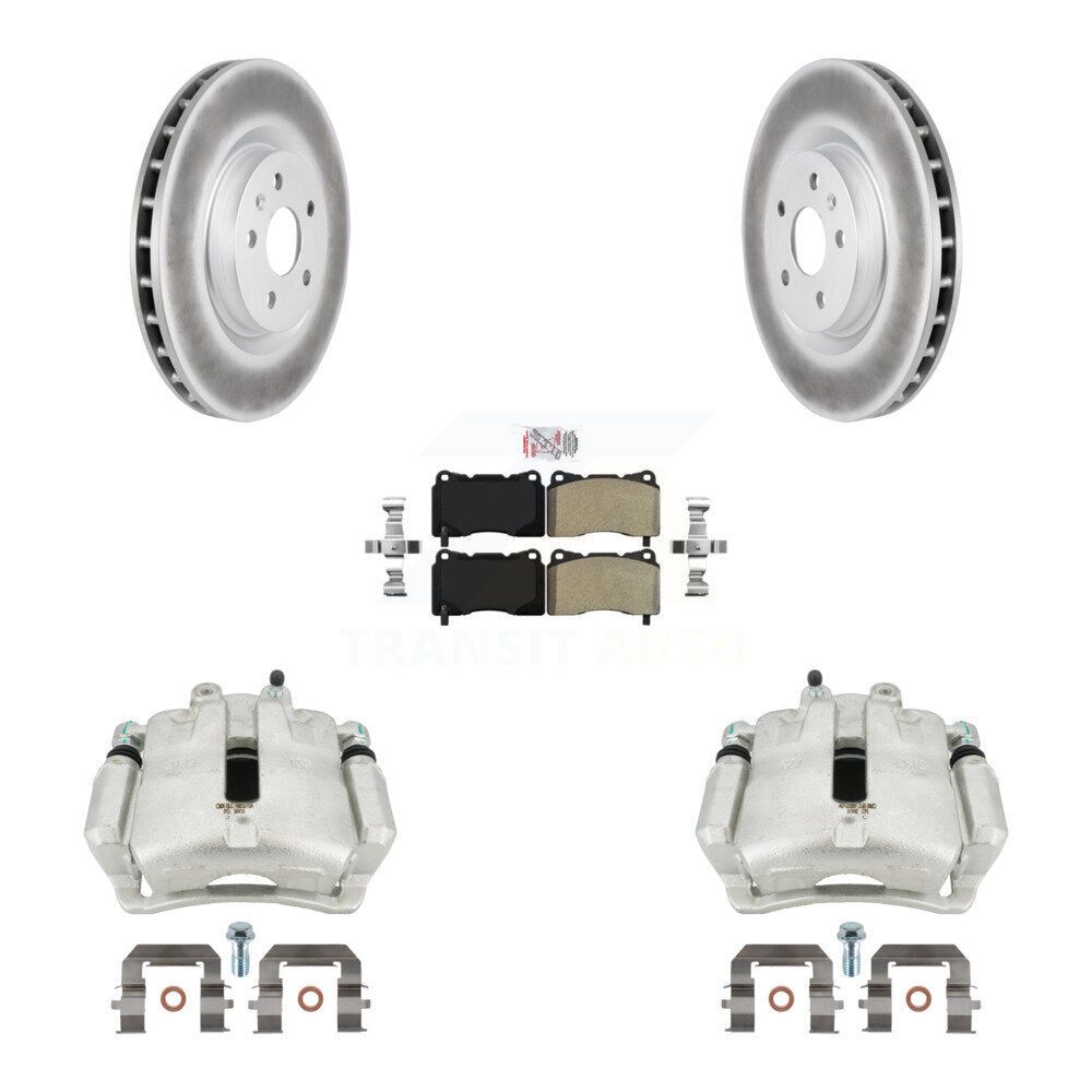 Front Disc Brake Caliper Coated Rotors And Semi-Metallic Pads Kit For 2012-2013 Buick Regal 2.4L With Brembo Calipers KCG-100427N by Transit Auto