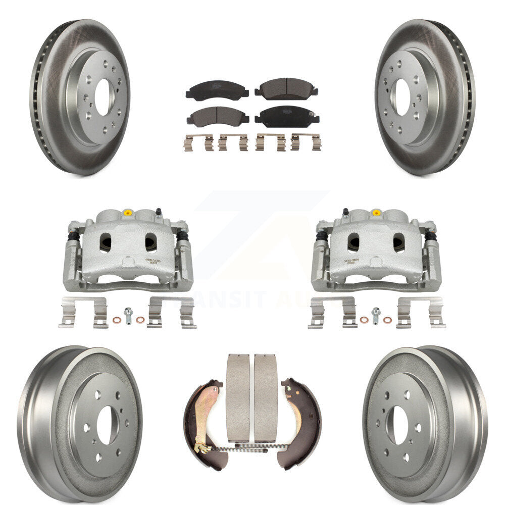 Front Rear Brake Caliper Coated Rotors Drum Ceramic Pad Kit (8Pc) For Chevrolet GMC 1500 KCG-100428T