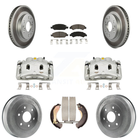Front Rear Brake Caliper Coated Rotor Drum Ceramic Pad Kit (8Pc) For Chevrolet Silverado KCG-100429C