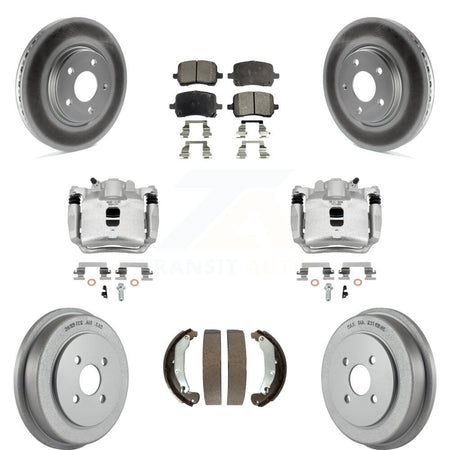 Front Rear Brake Caliper Coat Rotor Drum Semi-Metallic Pad Kit (8Pc) For Pontiac Pursuit KCG-100429P