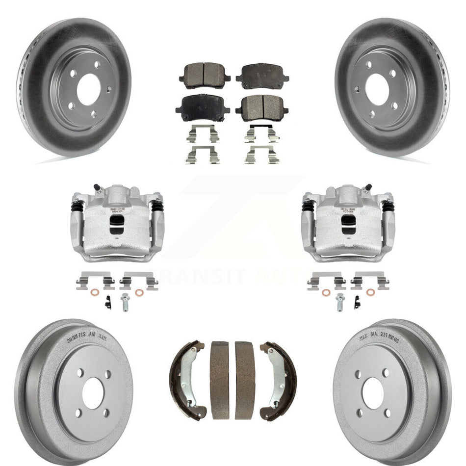 Front Rear Brake Caliper Coat Rotor Drum Semi-Metallic Pad Kit (8Pc) For Pontiac Pursuit KCG-100429P