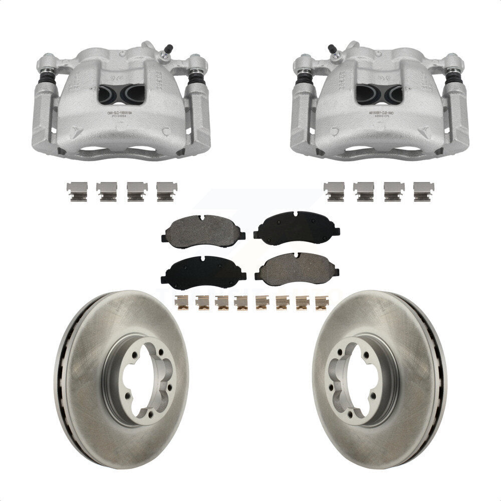Front Disc Brake Caliper Coated Rotors And Semi-Metallic Pad Kit For Ford Transit-350 HD KCG-100429S