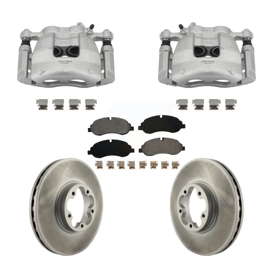 Front Disc Brake Caliper Coated Rotors And Semi-Metallic Pad Kit For Ford Transit-350 HD KCG-100429S