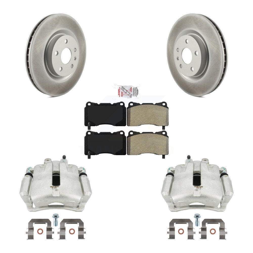 Front Disc Brake Caliper Coated Rotors And Semi-Metallic Pads Kit For 2014-2017 Buick Regal 2.4L With Brembo Calipers KCG-100430N by Transit Auto