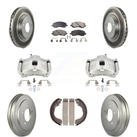 Front Rear Brake Caliper Coated Rotors Drum Semi-Metallic Pad Kit (8Pc) For Jeep Patriot KCG-100430P
