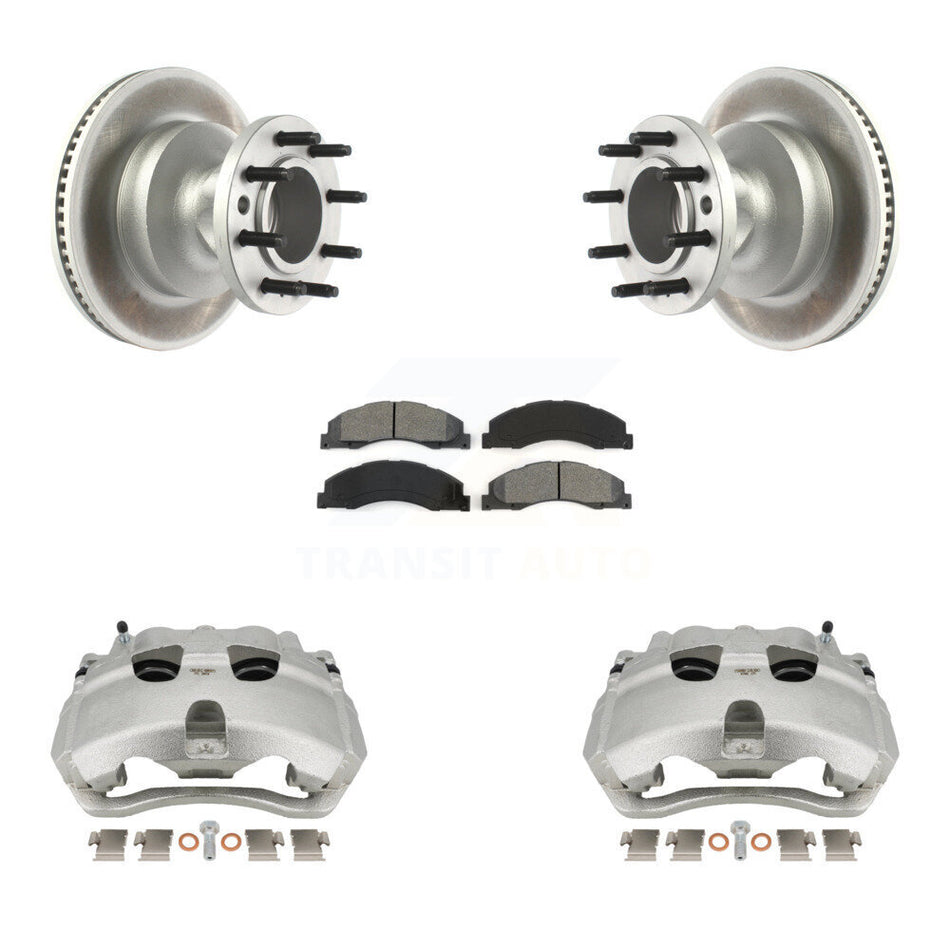 Front Brake Caliper Coat Rotor And Semi-Metallic Pad Kit For Ford E-350 Super Duty E-450 KCG-100430S