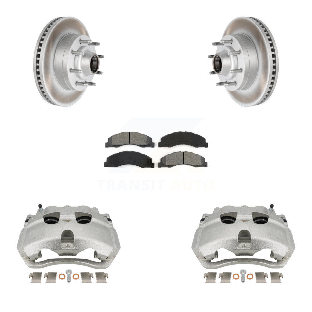 Front Brake Caliper Coat Rotor And Semi-Metallic Pad Kit For Ford E-350 Super Duty E-250 KCG-100431S