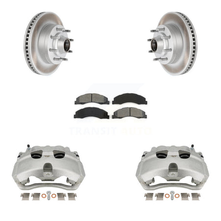 Front Brake Caliper Coat Rotor And Semi-Metallic Pad Kit For Ford E-350 Super Duty E-250 KCG-100431S