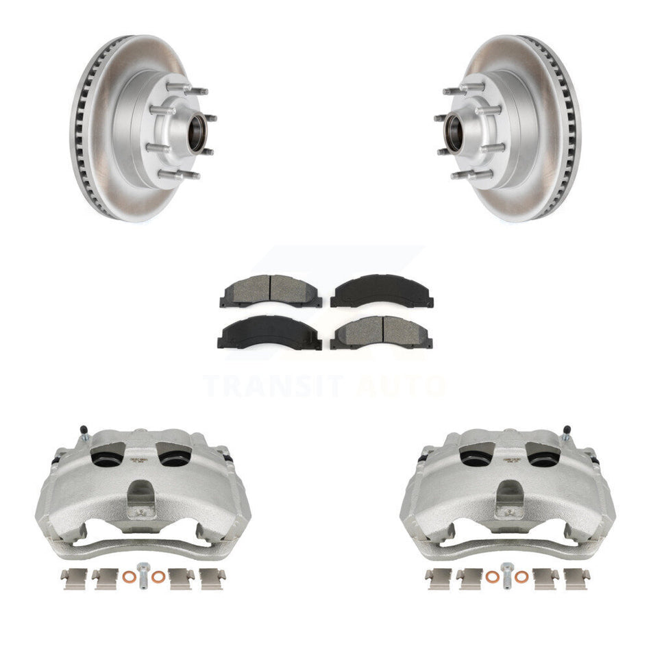 Front Brake Caliper Coat Rotor And Semi-Metallic Pad Kit For Ford E-350 Super Duty E-250 KCG-100431S
