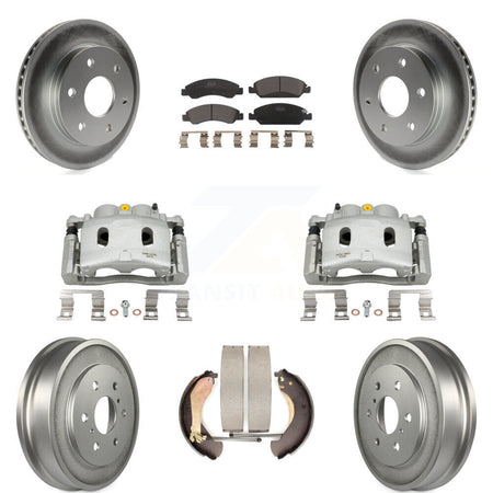 Front Rear Disc Brake Caliper Coat Rotors Drum Ceramic Pad Kit (8Pc) For GMC Sierra 1500 KCG-100431T