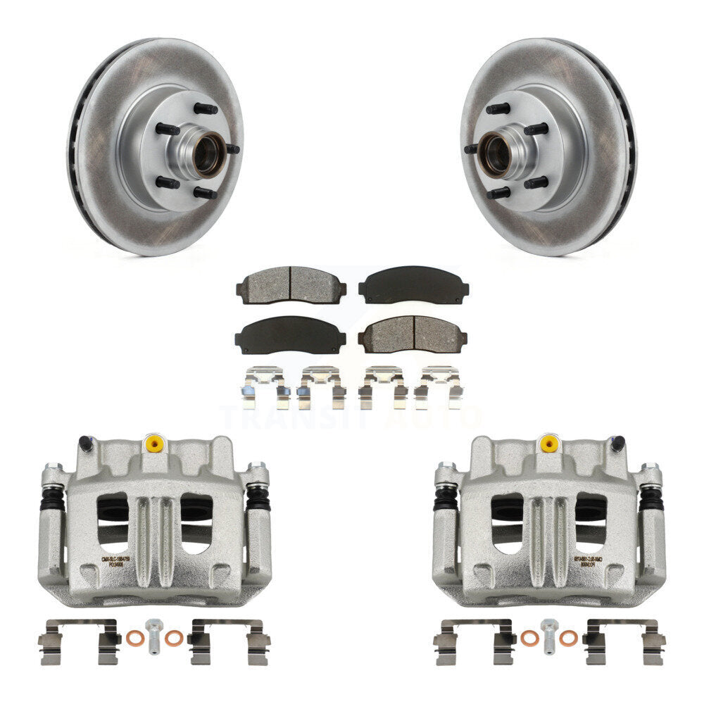 Front Disc Brake Caliper Coat Rotors Semi-Metallic Pad Kit For 2010-2011 Ford Ranger RWD KCG-100432S