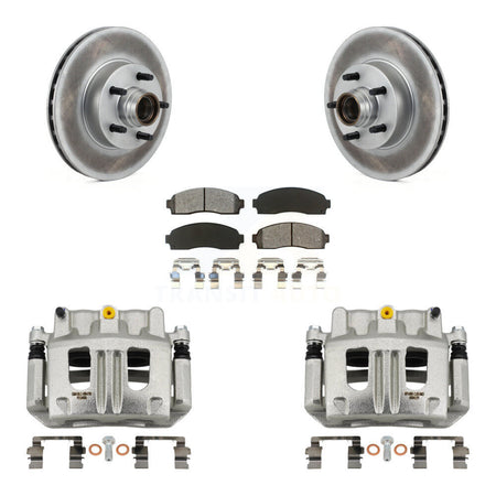 Front Disc Brake Caliper Coat Rotors Semi-Metallic Pad Kit For 2010-2011 Ford Ranger RWD KCG-100432S