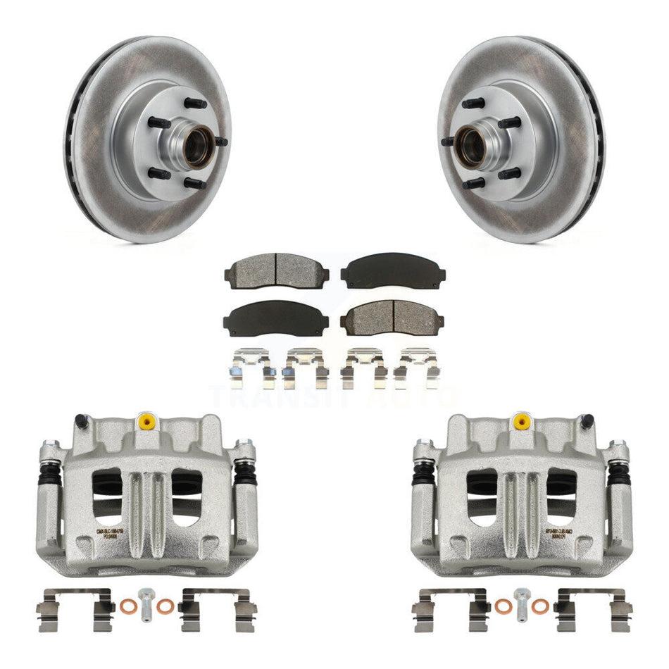Front Disc Brake Caliper Coat Rotors Semi-Metallic Pad Kit For 2010-2011 Ford Ranger RWD KCG-100432S