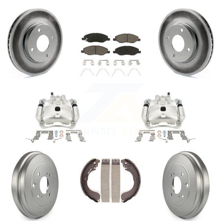 Front Rear Disc Brake Caliper Coated Rotors Drum Ceramic Pads Kit (8Pc) For Nissan Versa KCG-100433C