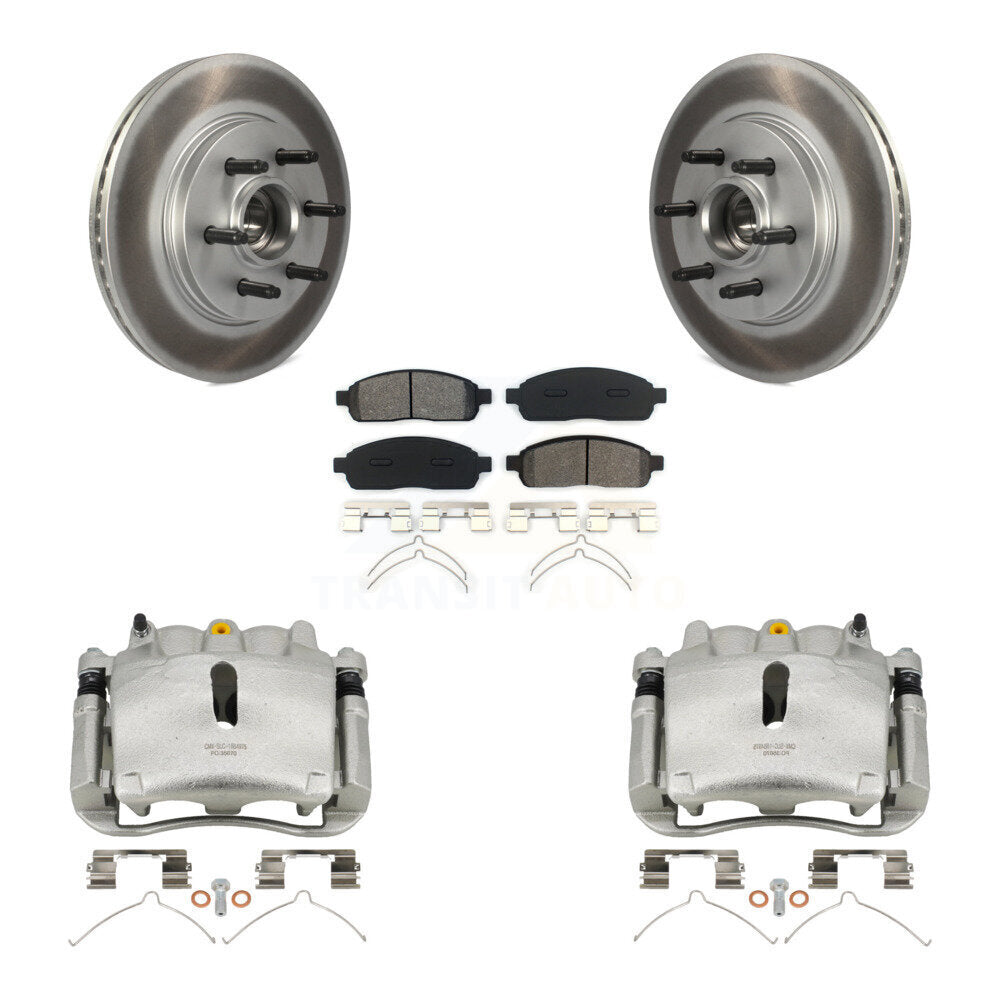 Front Brake Caliper Coat Rotors Semi-Metallic Pad Kit For Ford F-150 Lincoln Mark LT RWD KCG-100433S