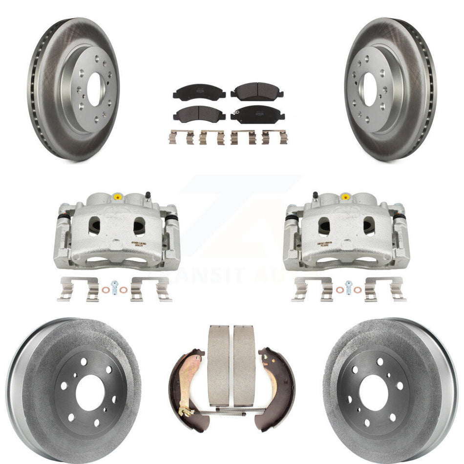 Front Rear Brake Caliper Coat Rotors Drum Semi-Metallic Pad Kit (8Pc) For Chevrolet 1500 KCG-100435P