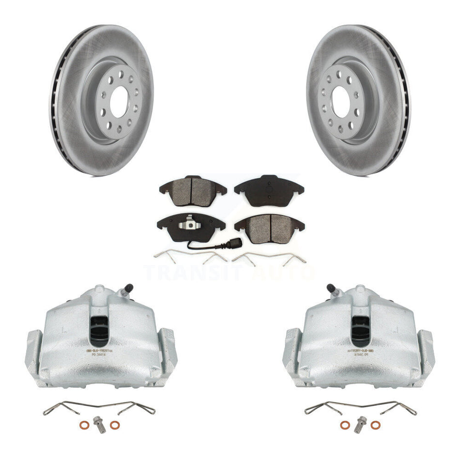 Front Brake Caliper Coat Rotor Semi-Metallic Pad Kit For Volkswagen Jetta Beetle GTI Eos KCG-100435S