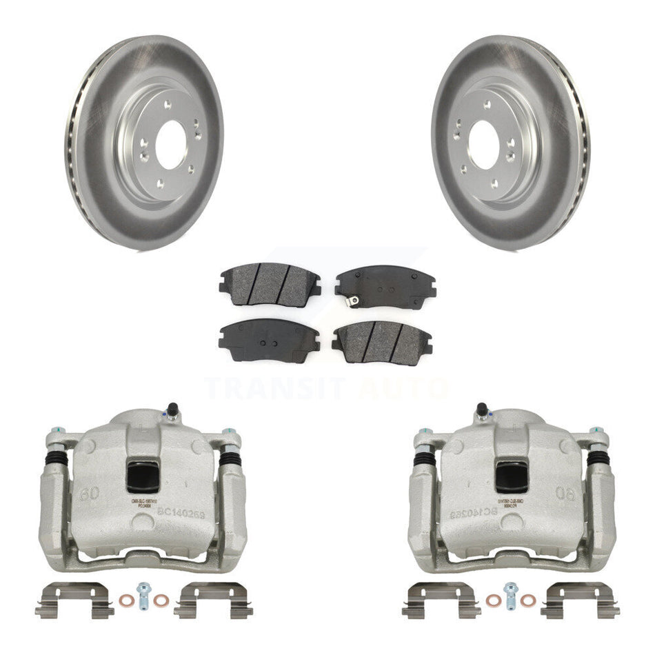 Front Brake Caliper Coat Rotor And Semi-Metallic Pad Kit For Hyundai Tucson Kia Sportage KCG-100436S