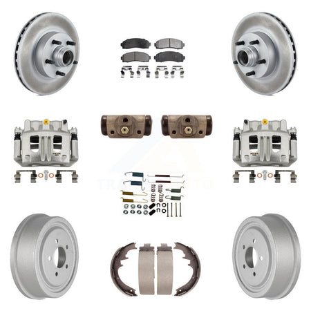 Front Rear Brake Caliper Coat Rotor Drum Semi-Metallic Pad Shoes Cylinder Kit (11Pc) For KCG-100437P