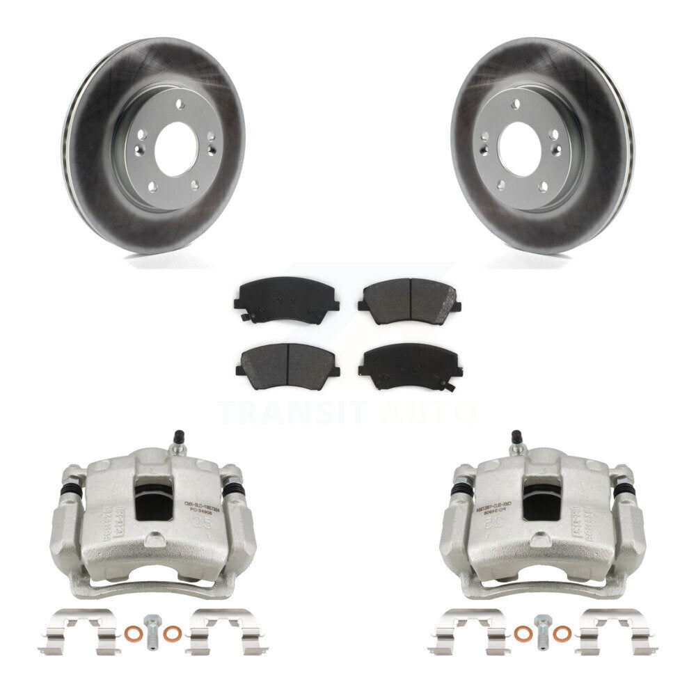 Front Disc Brake Caliper Coated Rotors And Semi-Metallic Pads Kit For Hyundai Elantra KCG-100438S