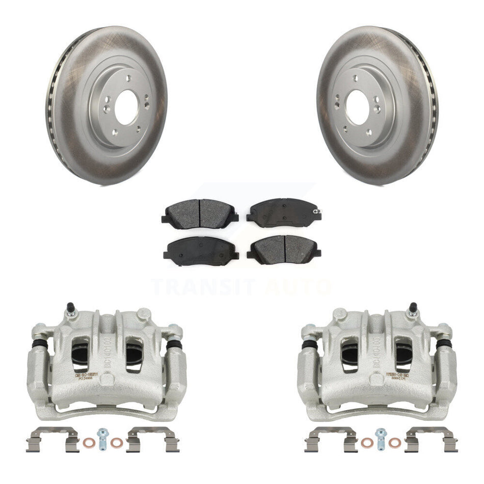 Front Disc Brake Caliper Coated Rotors And Semi-Metallic Pad Kit For Hyundai Santa Fe XL KCG-100439S