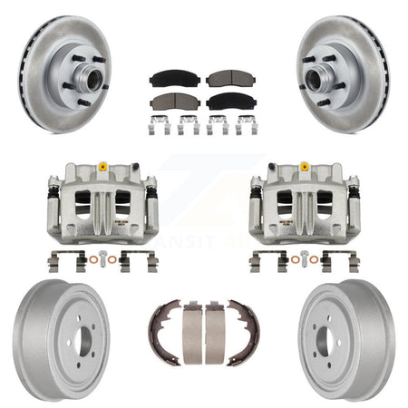 Front Rear Brake Caliper Coat Rotor Drum Ceramic Pad Kit (8Pc) For 06-09 Ford Ranger RWD KCG-100440C