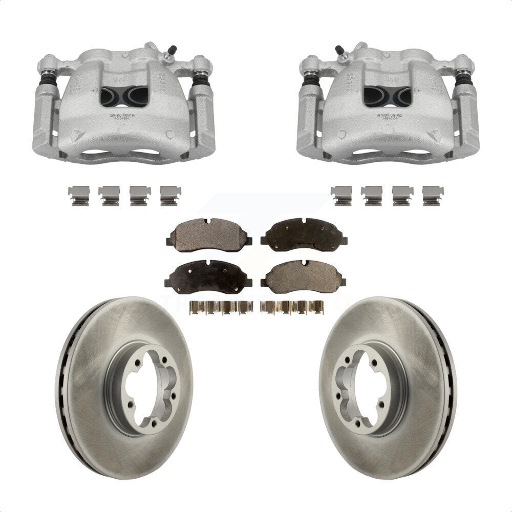 Front Disc Brake Caliper Coated Rotors And Semi-Metallic Pad Kit For Ford Transit-350 HD KCG-100440P