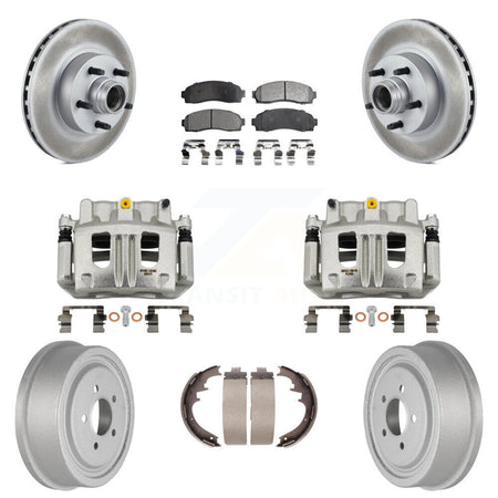Front Rear Brake Caliper Coat Rotor Drum Ceramic Pad Kit (8Pc) For 06-09 Ford Ranger RWD KCG-100440T