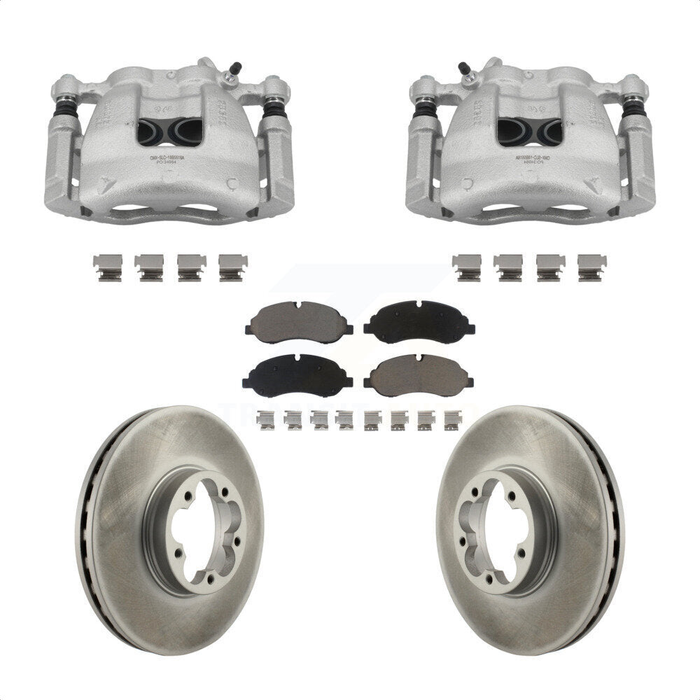 Front Disc Brake Caliper Coated Rotors And Ceramic Pads Kit For Ford Transit-350 HD KCG-100441C