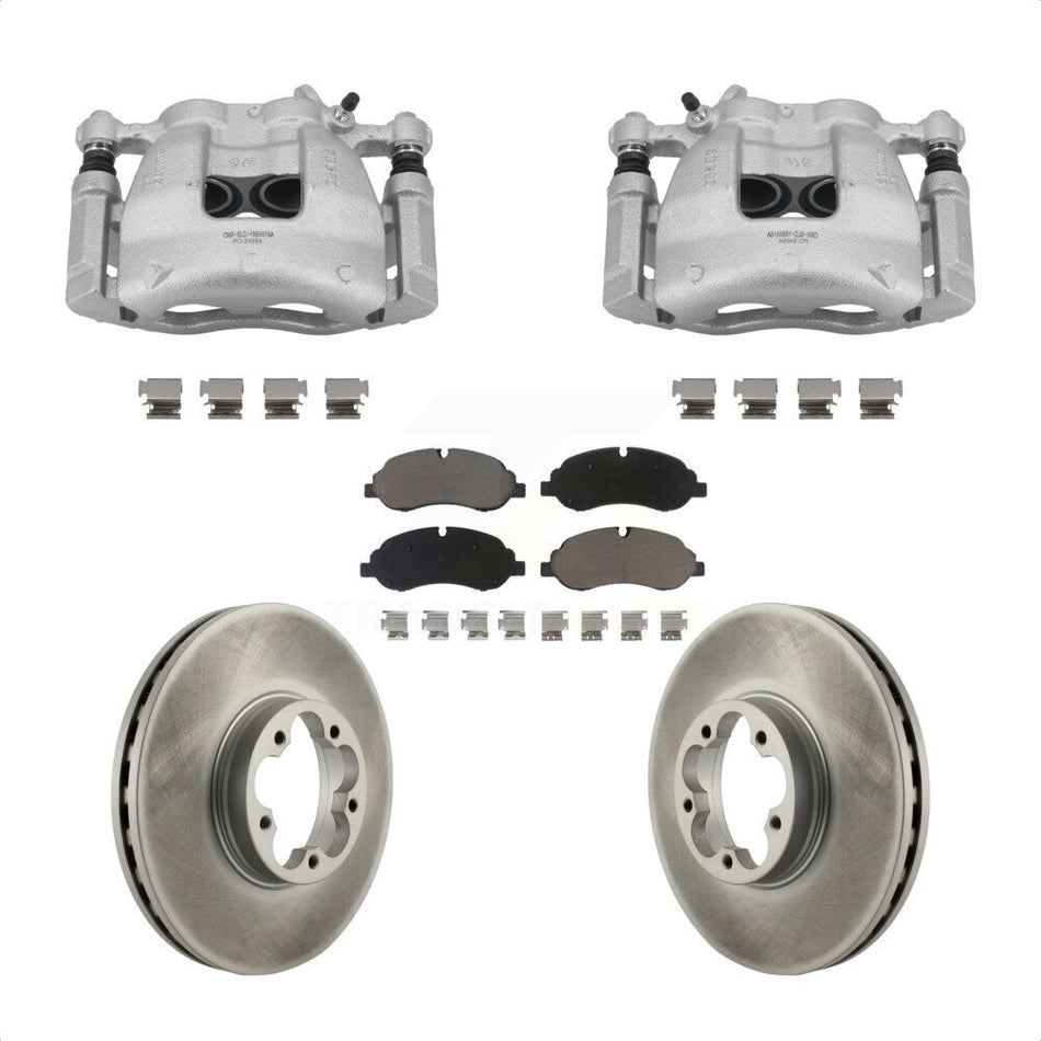 Front Disc Brake Caliper Coated Rotors And Ceramic Pads Kit For Ford Transit-350 HD KCG-100441C
