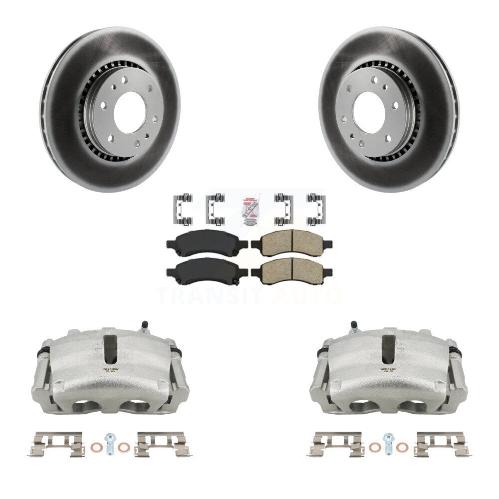 Front Brake Caliper Coat Rotors & Ceramic Pad Kit For Chevrolet Trailblazer GMC Envoy XL KCG-100441N
