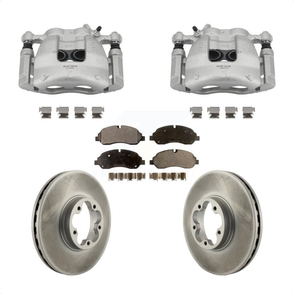 Front Disc Brake Caliper Coated Rotors And Ceramic Pads Kit For Ford Transit-350 HD KCG-100441T