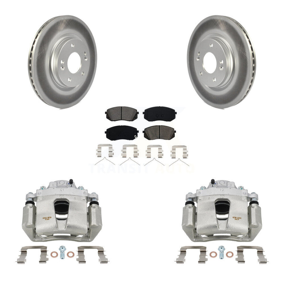 Front Brake Caliper Coat Rotors Semi-Metallic Pad Kit For Hyundai Sonata Kia Kona Optima KCG-100442S