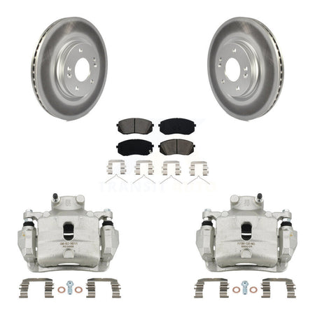 Front Disc Brake Caliper Coated Rotors And Semi-Metallic Pads Kit For Hyundai Sonata KCG-100443S