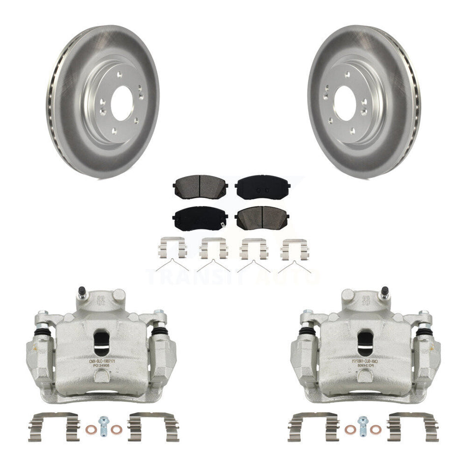 Front Disc Brake Caliper Coated Rotors And Semi-Metallic Pads Kit For Hyundai Sonata KCG-100443S