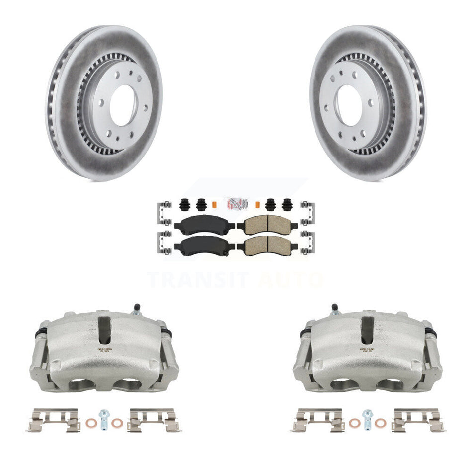 Front Brake Caliper Coat Rotor Ceramic Pad Kit For Chevrolet Trailblazer GMC Envoy Buick KCG-100444N