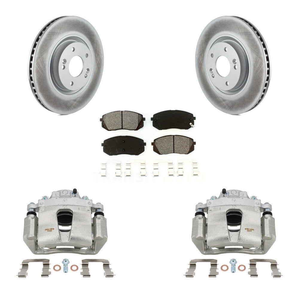 Front Disc Brake Caliper Coated Rotors And Semi-Metallic Pads Kit For Hyundai Sonata KCG-100444S