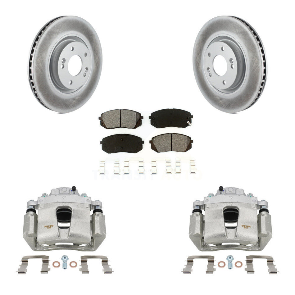Front Disc Brake Caliper Coated Rotors And Semi-Metallic Pads Kit For Hyundai Sonata KCG-100444S
