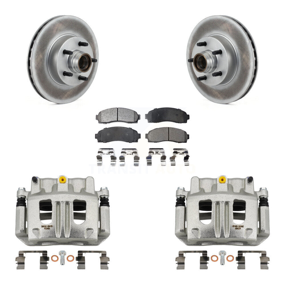 Front Disc Brake Caliper Coat Rotors Semi-Metallic Pad Kit For 2010-2011 Ford Ranger RWD KCG-100445P