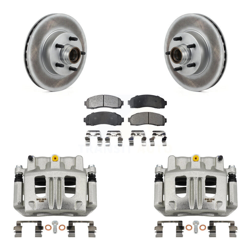 Front Disc Brake Caliper Coat Rotors Semi-Metallic Pad Kit For 2010-2011 Ford Ranger RWD KCG-100445P