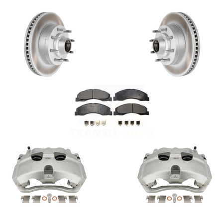 Front Brake Caliper Coat Rotor And Ceramic Pad Kit For Ford E-350 Super Duty E-250 E-150 KCG-100445T