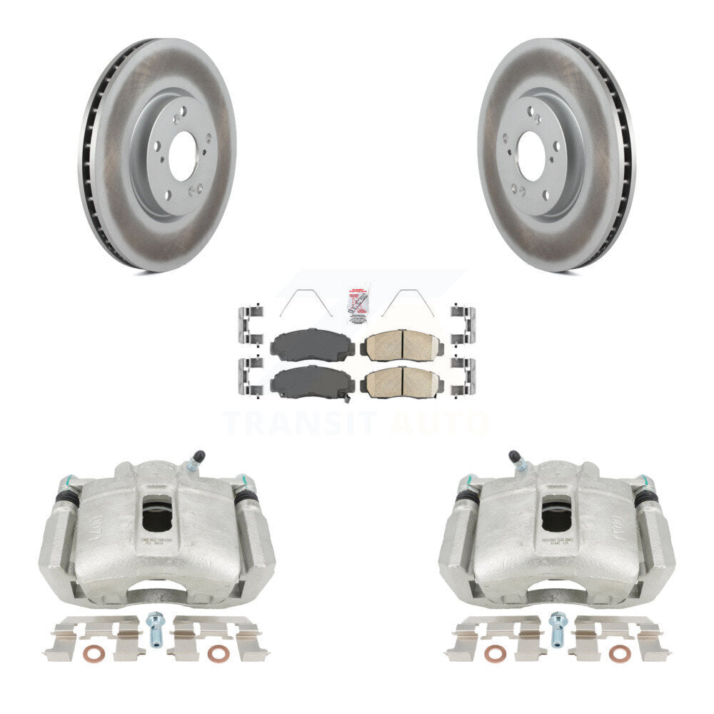 Front Disc Brake Caliper Coated Rotors And Ceramic Pads Kit For 2004-2005 Acura TL Automatic transmission KCG-100446N by Transit Auto