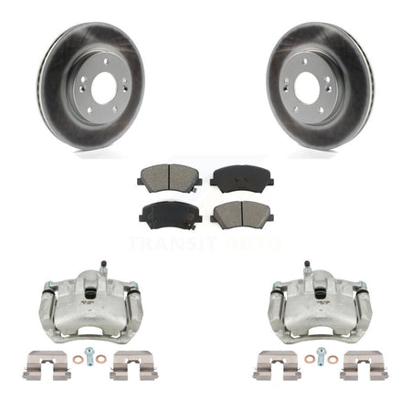 Front Brake Caliper Coat Rotors & Semi-Metallic Pad Kit For Hyundai Elantra GT Kia Forte KCG-100447S