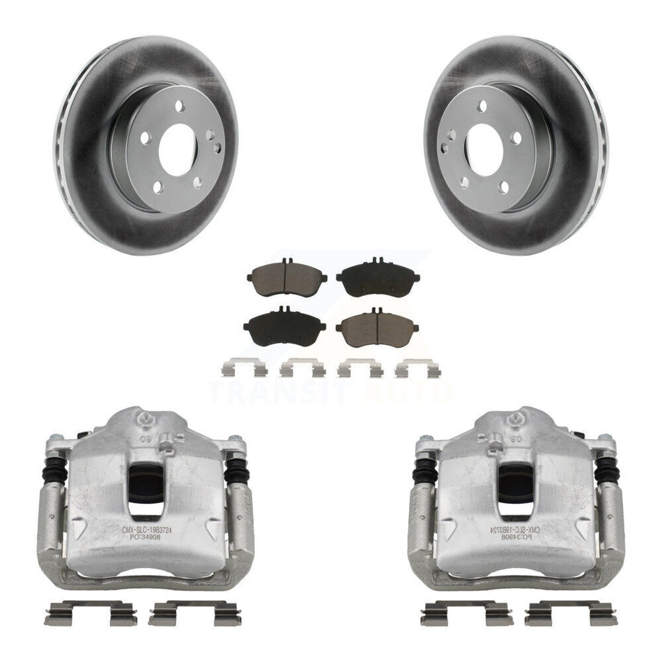 Front Disc Brake Caliper Coated Rotors And Ceramic Pads Kit For Mercedes-Benz C250 KCG-100448C