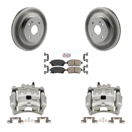 Front Disc Brake Caliper Coated Rotors And Ceramic Pads Kit For 2011-2014 Mazda 2 KCG-100448N