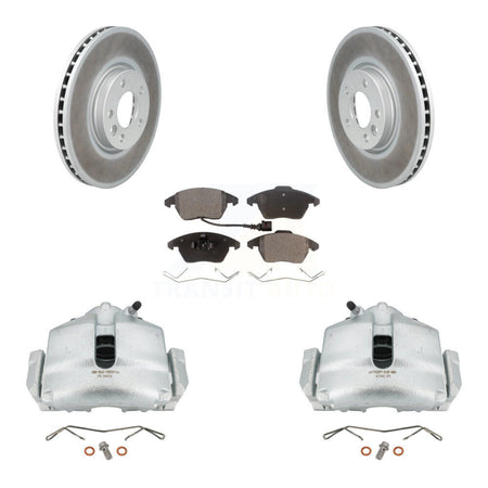Front Disc Brake Caliper Coated Rotors And Semi-Metallic Pads Kit For Volkswagen CC KCG-100448P